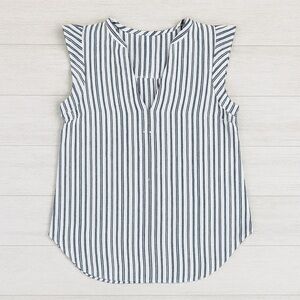 Old Navy | Linen-Cotton Striped Flutter Sleeve Top